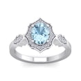 thumbnail image 1 of SuperJeweler 1 1/2 Carat Oval Shape Aquamarine and Halo Diamond Ring In Sterling Silver For Women, 1 of 6