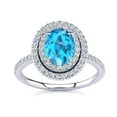 thumbnail image 1 of SuperJeweler 1 1/2 Carat Oval Shape Blue Topaz and Double Halo Diamond Ring In Sterling Silver For Women, 1 of 5