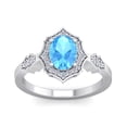 thumbnail image 1 of SuperJeweler 1 1/2 Carat Oval Shape Blue Topaz and Halo Diamond Ring In Sterling Silver For Women, 1 of 6