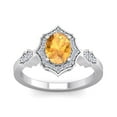 thumbnail image 1 of SuperJeweler 1 1/2 Carat Oval Shape Citrine and Halo Diamond Ring In Sterling Silver For Women, 1 of 6