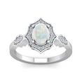 thumbnail image 1 of SuperJeweler 1 1/2 Carat Oval Shape Created Opal and Halo Diamond Ring In Sterling Silver For Women, 1 of 6