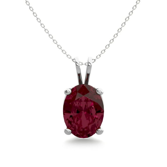 SuperJeweler 1 1/2 Carat Oval Shape Garnet Necklace In Sterling Silver, 18 Inches For Women