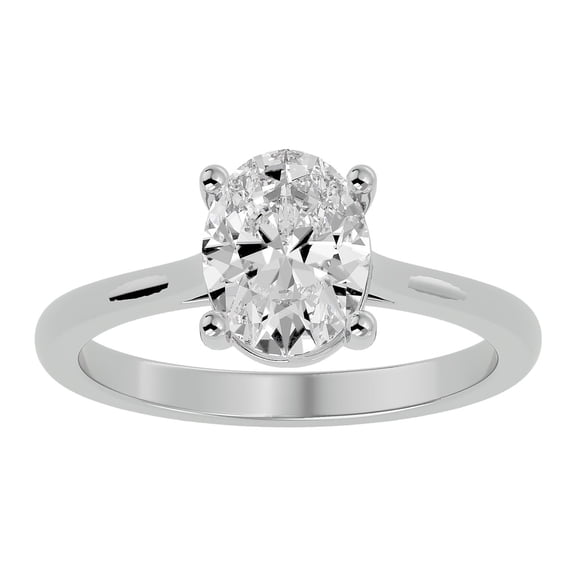 SuperJeweler 1 1/2 Carat Oval Shape Moissanite Solitaire Engagement Ring in 14 Karat White Gold