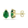 thumbnail image 1 of SuperJeweler 1 1/2 Carat Pear Shape Emerald Stud Earrings In 14K Yellow Gold Over Sterling Silver For Women, 1 of 6