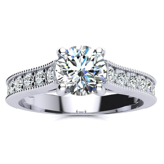 SuperJeweler 1 1/2 Carat Round Shape Moissanite Engagement Ring In 14 Karat White Gold For Women