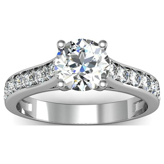 SuperJeweler 1 1/2 Carat Round Shape Moissanite Engagement Ring In 14 Karat White Gold For Women