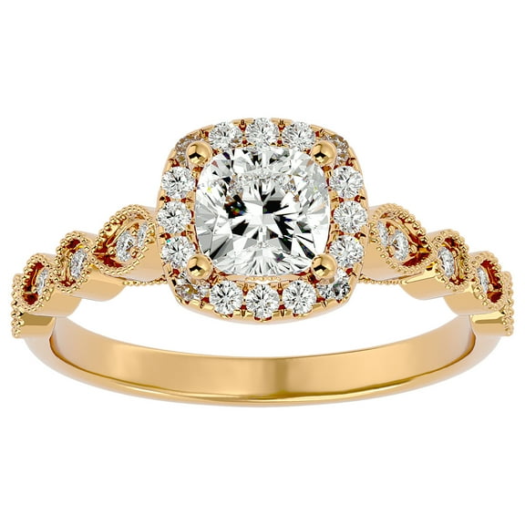 SuperJeweler 1 1/3 Carat Cushion Shape Diamond Engagement Ring In 14 Karat Yellow Gold For Women