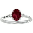 thumbnail image 1 of SuperJeweler 1 1/3 Carat Oval Shape Garnet and Two Diamond Ring In Sterling Silver For Women, 1 of 6