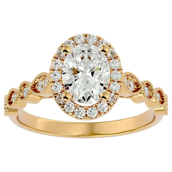 SuperJeweler 1 1/3 Carat Oval Shape Moissanite Engagement Ring In 14 Karat Yellow Gold For Women
