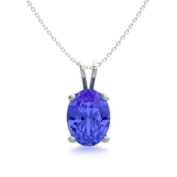 SuperJeweler 1 1/3 Carat Oval Shape Tanzanite Necklace In Sterling Silver, 18 Inches For Women