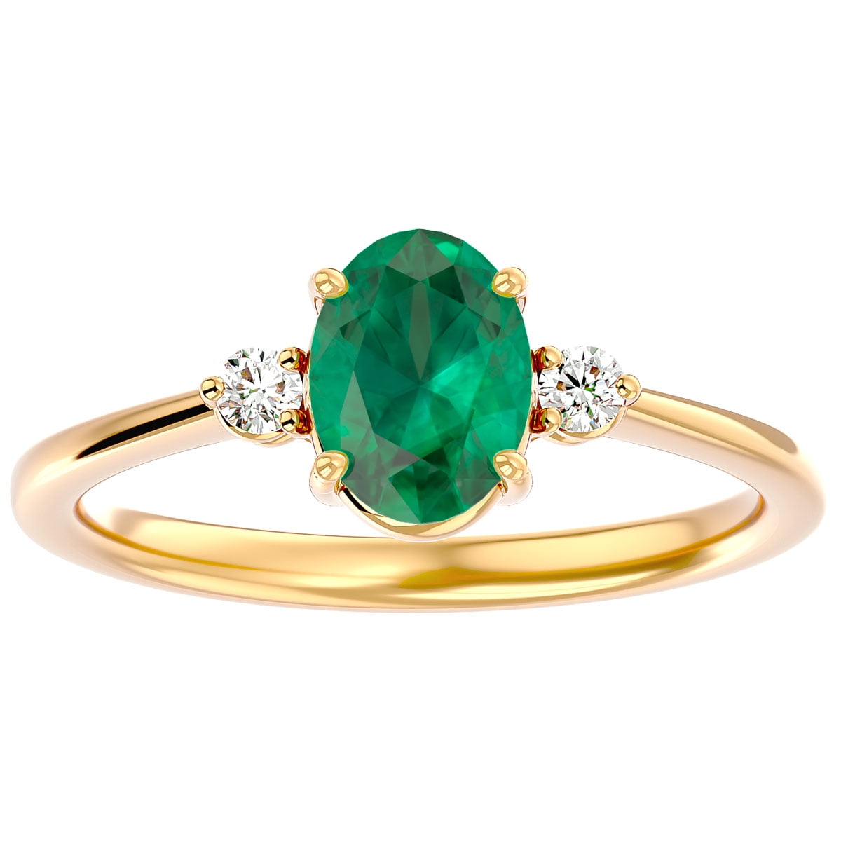 Aris Diamond ring in 14 carat (585) white gold with emerald 0.50 ct. and  diamond 0.20 ct. : Amazon.co.uk: Fashion