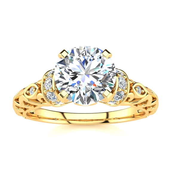 SuperJeweler 1 1/4 Carat Vintage Lab Grown Diamond Engagement Ring In 14K Yellow Gold For Women