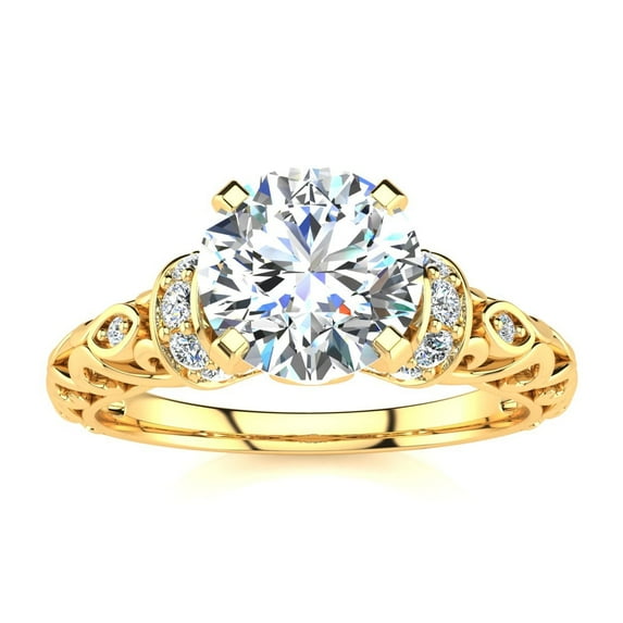 SuperJeweler 1 1/4 Carat Vintage Moissanite Engagement Ring In 14 Karat Yellow Gold For Women