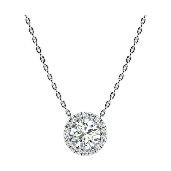 SuperJeweler 1 1/5ct Halo Lab Grown Diamond Necklace In 14K White Gold, 18 Inches For Women