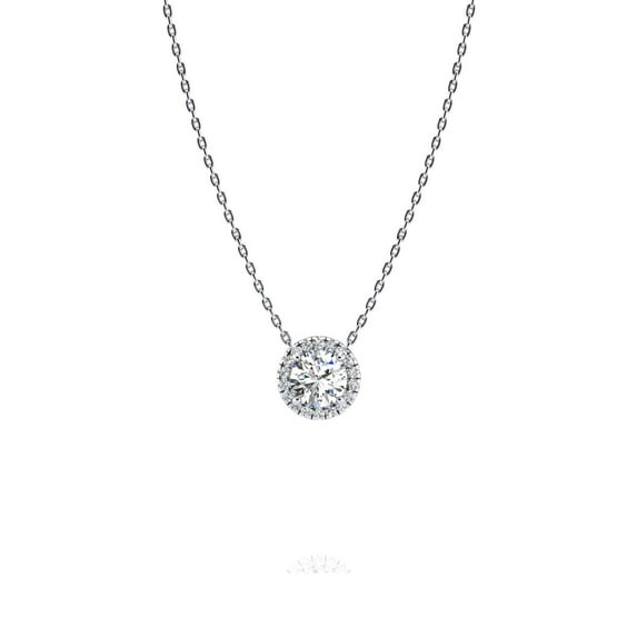 SuperJeweler 1 1/5ct Halo Lab Grown Diamond Necklace In 14K White Gold, 18 Inches For Women
