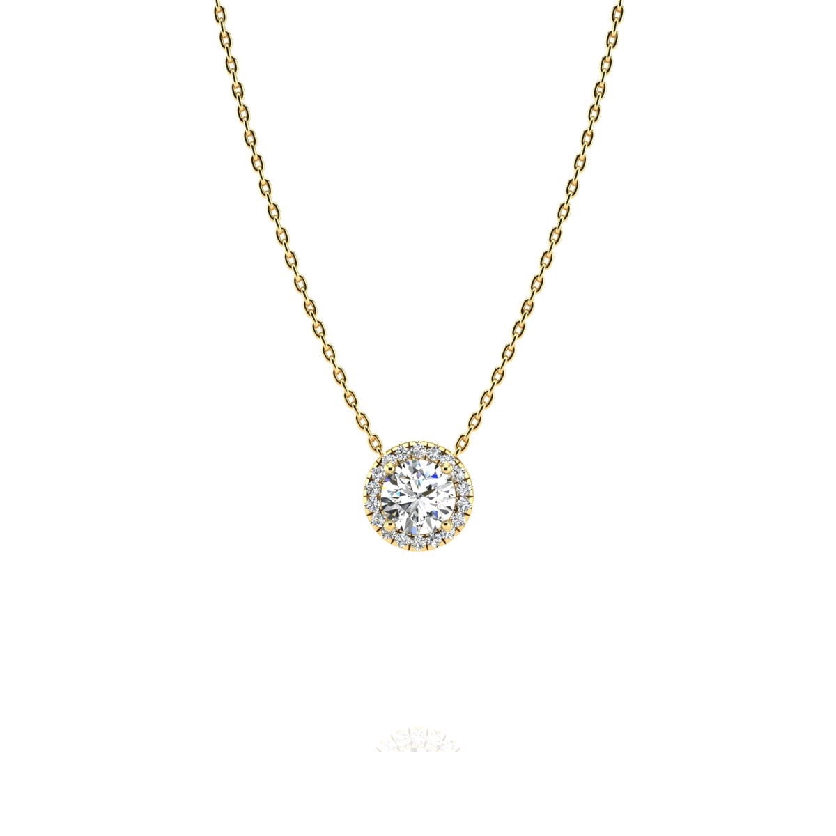 SuperJeweler 1 1/5ct Halo Lab Grown Diamond Necklace In 14K Yellow Gold ...