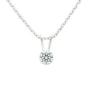SUPERJEWELER 0.15 Carat Lab Grown Diamond Solitaire Necklace In White Gold With Free Chain For Women