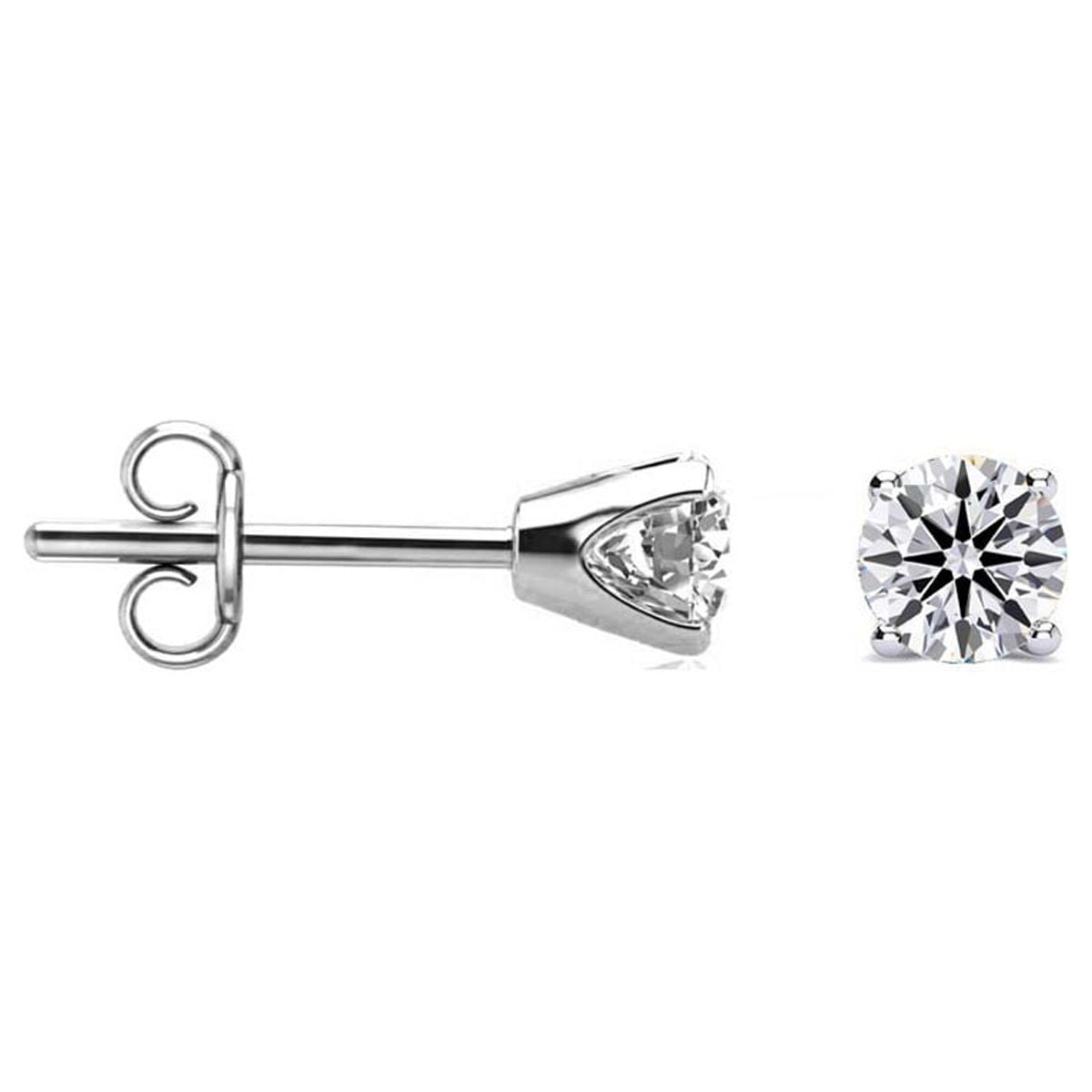 SuperJeweler 1/10 Carat Lab Grown Diamond Stud Earrings in White Gold For Women