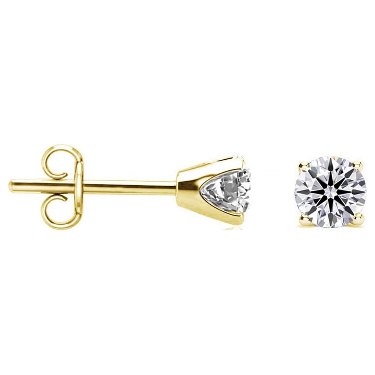 SuperJeweler 1/10 Carat Lab Grown Diamond Stud Earrings in Yellow Gold