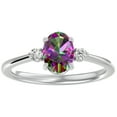thumbnail image 1 of SuperJeweler 1.15 Carat Oval Shape Mystic Topaz and Two Diamond Ring In 14 Karat White Gold For Women, 1 of 6