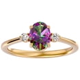 thumbnail image 1 of SuperJeweler 1.15 Carat Oval Shape Mystic Topaz and Two Diamond Ring In 14 Karat Yellow Gold For Women, 1 of 6