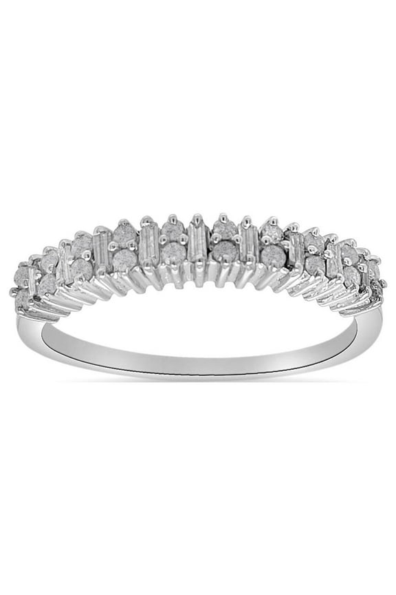 1/2 Carat Baguette Diamond Band Ring In Sterling Silver For Women