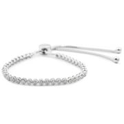 SUPERJEWELER 1/2 Carat Diamond Bracelet for Women, Adjustable Bolo Style, Elegant Diamond Bracelets for Women in White Brass
