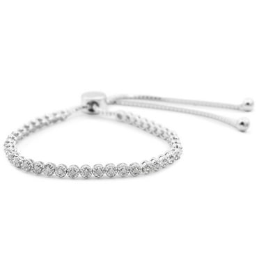 SuperJeweler 1/2 Carat Diamond Bracelet for Women, Adjustable Bolo Style, Elegant Diamond Bracelets for Women in White Brass