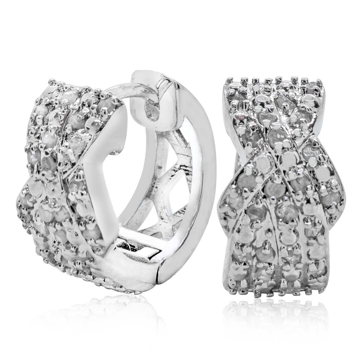 SuperJeweler 1/2 Carat Diamond Huggie Hoop Earrings, 1/2 Inch For Women