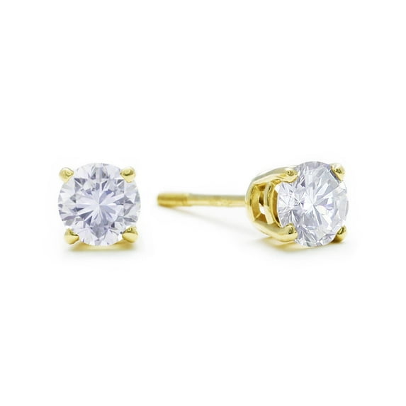 SuperJeweler 1/2 Carat Diamond Stud Earrings for Women 14 Karat Yellow Gold Long Post Diamond Earrings, Elegant Womens Earrings, Perfect Gift for Any Occasion