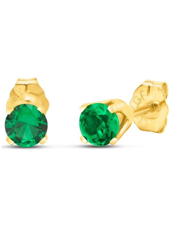 1/2 Carat Emerald Stud Earrings for Women in 14 Karat Yellow Gold Filled , Elegant Emerald Earrings for Women, Classic Stud Earrings