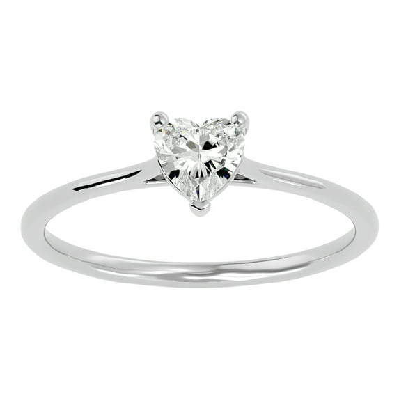 SuperJeweler 1/2 Carat Heart Shape Moissanite Solitaire Engagement Ring in 14 Karat White Gold