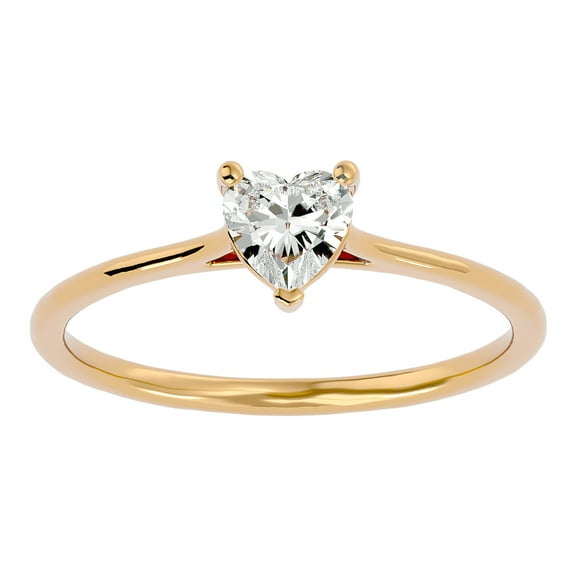 SuperJeweler 1/2 Carat Heart Shape Moissanite Solitaire Engagement Ring in 14 Karat Yellow Gold