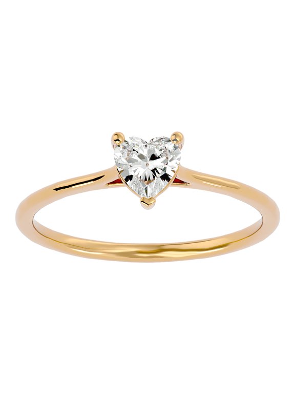 1/2 Carat Heart Shape Moissanite Solitaire Engagement Ring in 14 Karat Yellow Gold