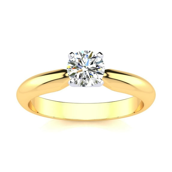 SuperJeweler 1/2 Carat Moissanite Solitaire Engagement Ring in 14 Karat Yellow Gold