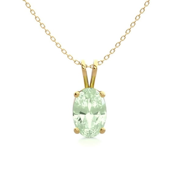 SuperJeweler 1/2 Carat Oval Shape Green Amethyst Necklace In 14K Yellow Gold Over Sterling Silver, 18 Inches For Women