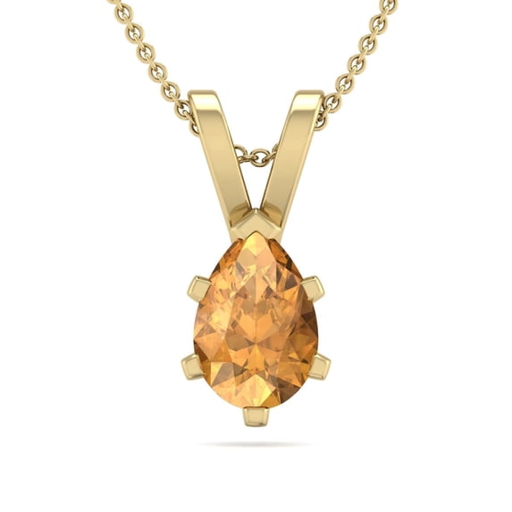 SuperJeweler 1/2 Carat Pear Shape Citrine Necklace In 14K Yellow Gold Over Sterling Silver, 18 Inches For Women