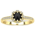 thumbnail image 1 of SuperJeweler 1/2 Carat Rose Cut Black and White Diamond Halo Ring In 14 Karat Yellow Gold For Women, 1 of 6