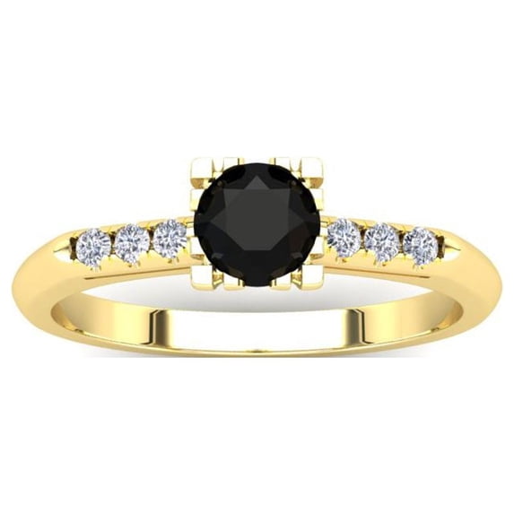 SuperJeweler 1/2 Carat Rose Cut Black and White Diamond Ring In 14 Karat Yellow Gold For Women