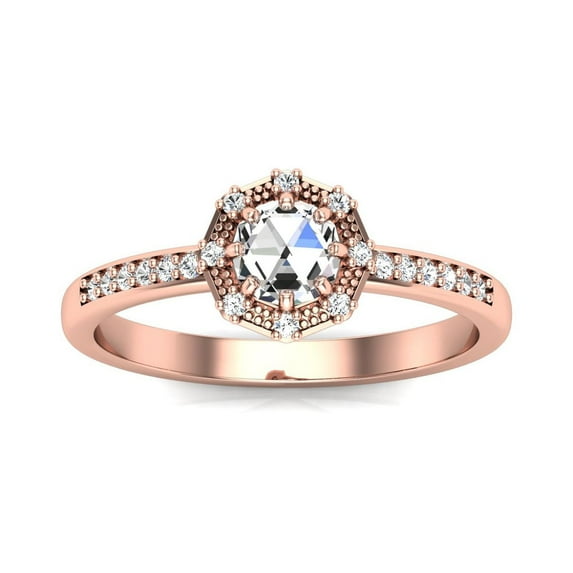 SuperJeweler 1/2 Carat Rose Cut Diamond Halo Ring In 14 Karat Rose Gold For Women