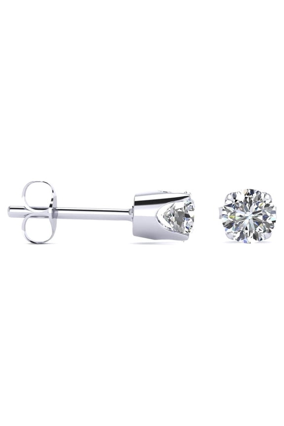 1/2 Carat Round Moissanite Stud Earrings in White Gold For Women