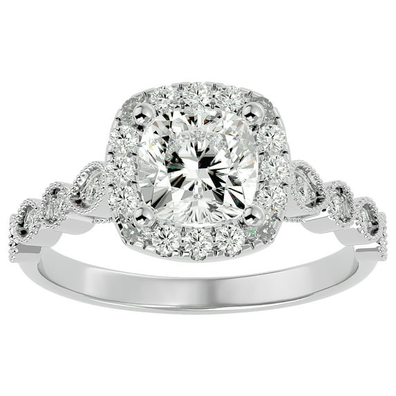 SuperJeweler 1 3/4 Carat Cushion Shape Diamond Engagement Ring In 14 Karat White Gold For Women