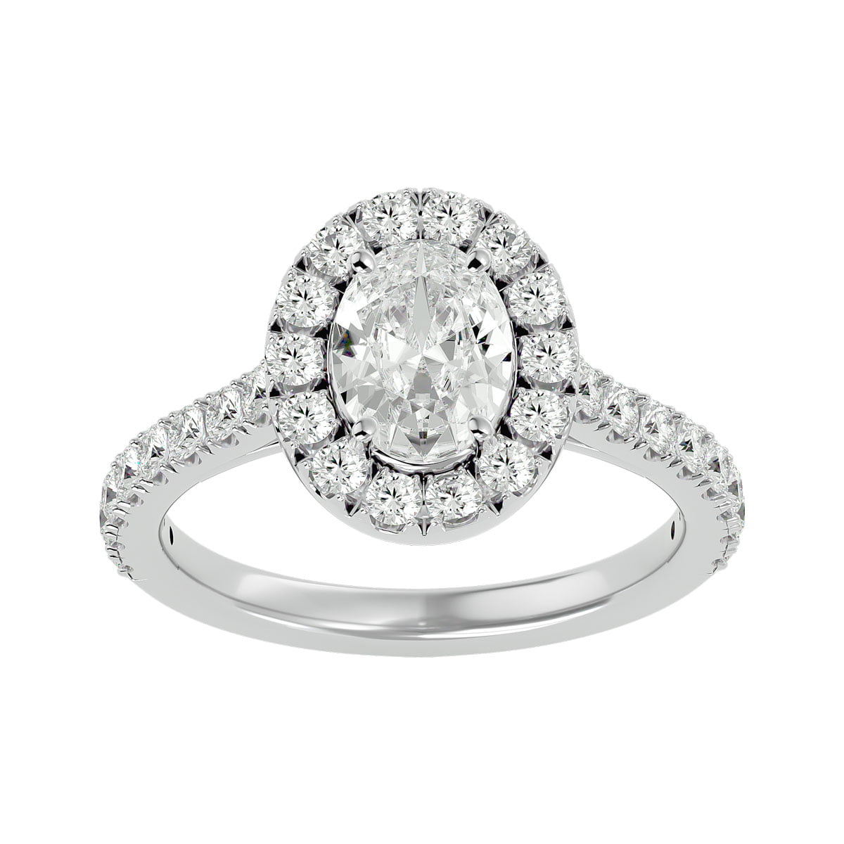 Jubilation Diamond Halo Engagement Ring in 14K White Gold | Shane Co.