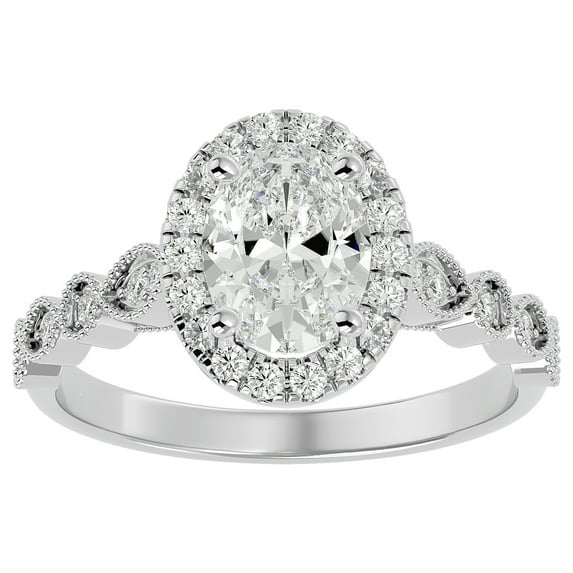 SuperJeweler 1 3/4 Carat Oval Shape Moissanite Engagement Ring In 14 Karat White Gold For Women