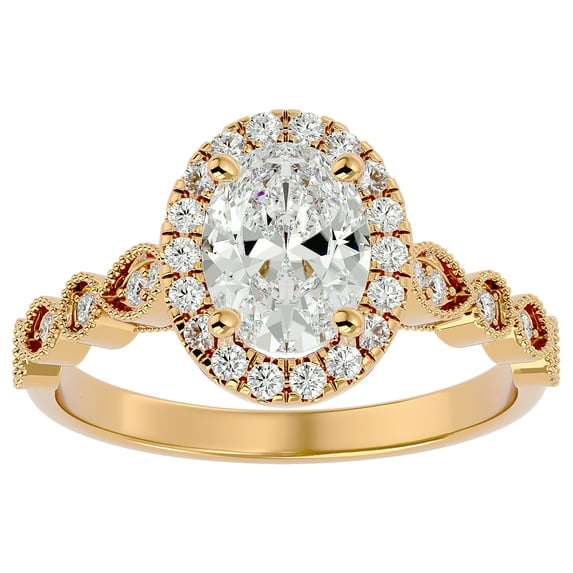 SuperJeweler 1 3/4 Carat Oval Shape Moissanite Engagement Ring In 14 Karat Yellow Gold For Women