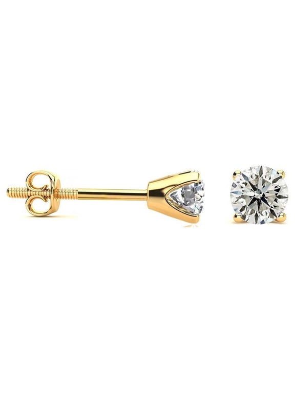 1/3 Carat Colorless Diamond Stud Earrings In 14 Karat Yellow Gold for Women