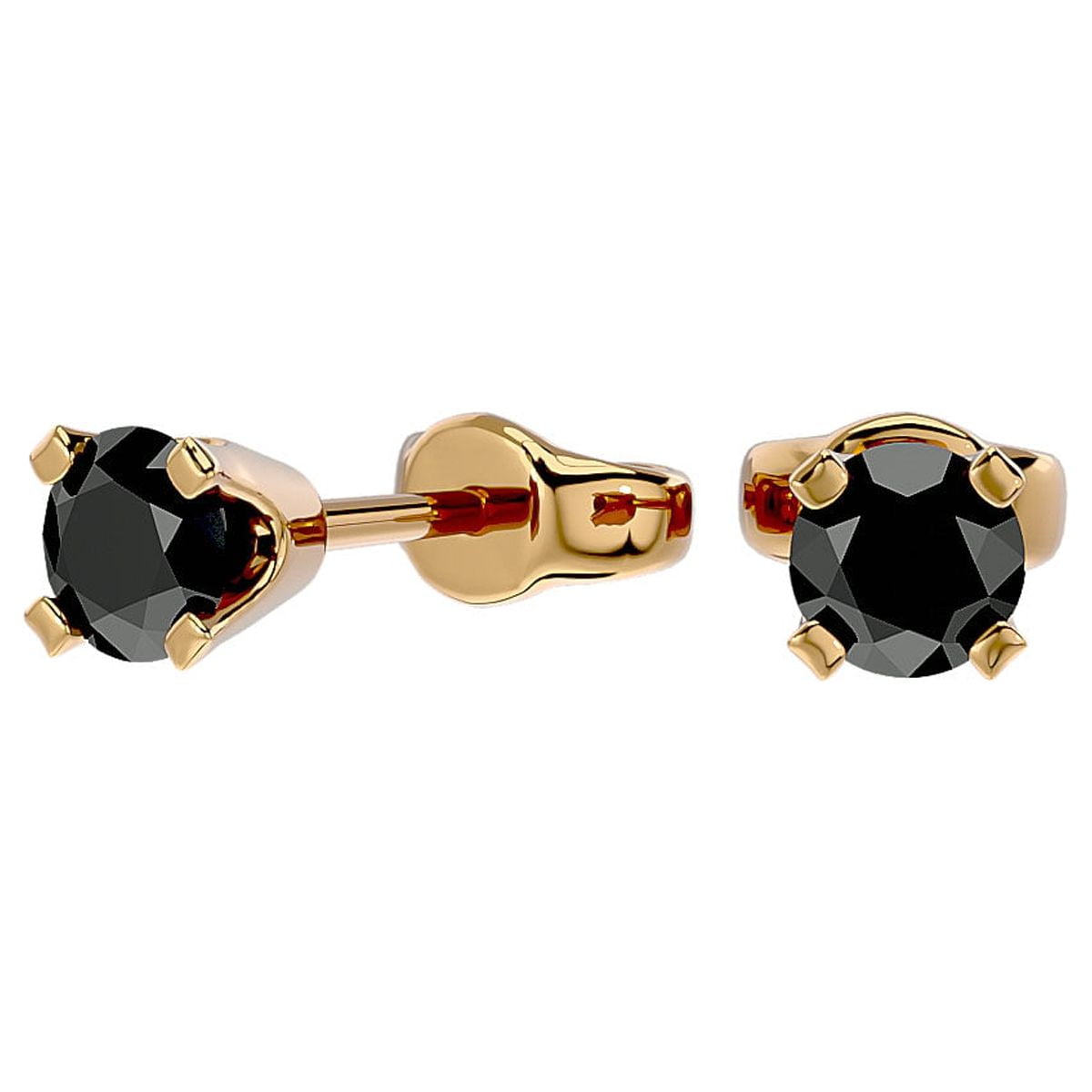 SuperJeweler 1/3ct Black Diamond Stud Earrings in Yellow Gold for Women ...