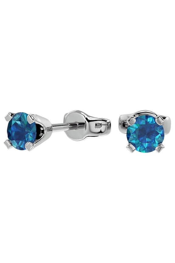 1/4 Carat Blue Diamond Stud Earrings in 14 Karat White Gold Filled for Women