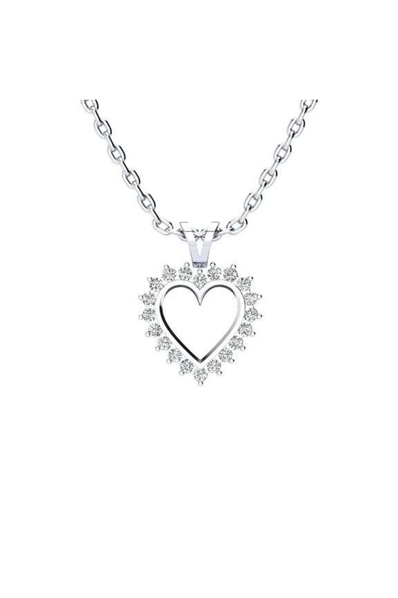 1/4 Carat Classic Diamond Heart Necklace In Sterling Silver For Women