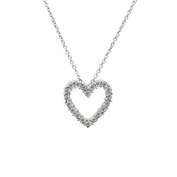 SuperJeweler 1/4 Carat Diamond Heart Necklace With Free Chain, 18 ...